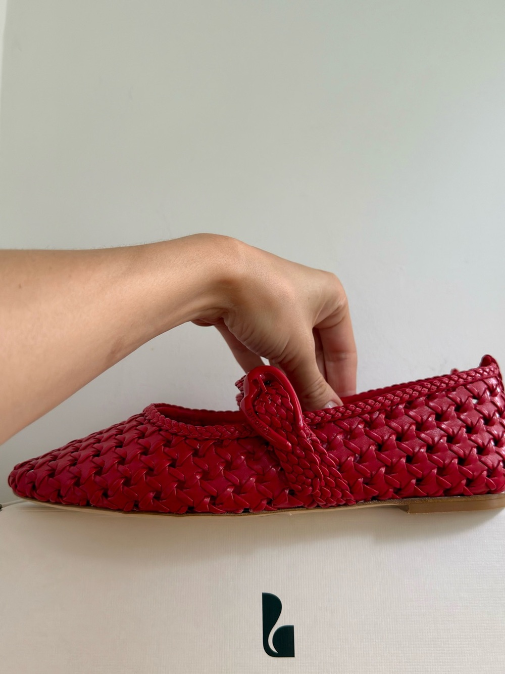 Larroudé Verona New Macrame In Scarlet Leather Size 8.5 US - Picture 6 of 12